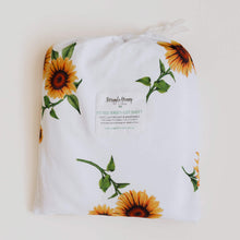 Load image into Gallery viewer, Snuggle Hunny Kids Sunflower Fitted Cot Sheet in drawstring bag