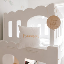 Load image into Gallery viewer, Personalised Baby name cushion -  Metallic