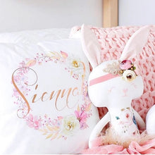 Load image into Gallery viewer, Personalised Baby name cushion -  floral wreath