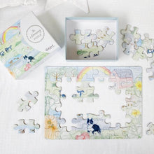 Load image into Gallery viewer, half completed farm yard puzzle laying on table with open box