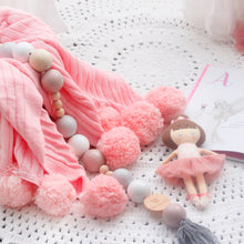 Load image into Gallery viewer, Nursery and girls room throw blanket  - Light pink pom pom