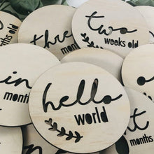 Load image into Gallery viewer, Milestone discs baby first year timber photo props - set of 18