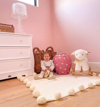 Load image into Gallery viewer, LULU - Nursery & Kids Bedroom Rug - White Square Pom Pom - 120cmx120cm