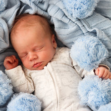 Load image into Gallery viewer, Pom Pom throw blanket  - Baby blue - Hope & Jade