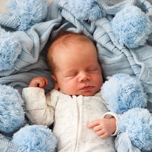Load image into Gallery viewer, Pom Pom throw blanket  - Baby blue - Hope & Jade