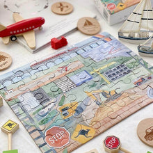 Load image into Gallery viewer, close up view of 36 piece boys transportation puzzle