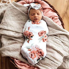 Load image into Gallery viewer, Swaddle &amp; Topknot Set - Rosebud
