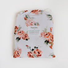 Load image into Gallery viewer, Snuggle Hunny Kids Rosebud Fitted Cot Sheet in drawstring bag