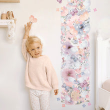 Load image into Gallery viewer, girl standing next to fairy garden floral height chart wall decal