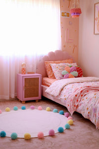 LOLA - Nursery & Kids Bedroom Rug - Pastel Round Pom Pom - 120cm