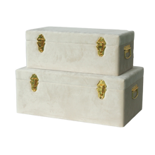 Load image into Gallery viewer, Storage case set Luxe velvet - Bone and gold