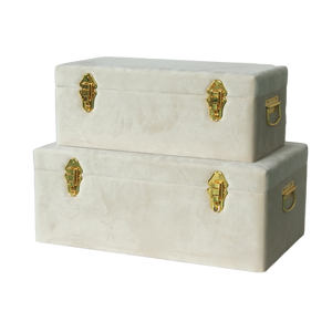 Storage case set Luxe velvet - Bone and gold