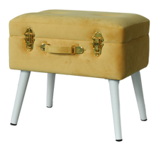 Load image into Gallery viewer, Storage stool luxe velvet - Mustard and gold