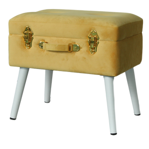 Storage stool luxe velvet - Mustard and gold