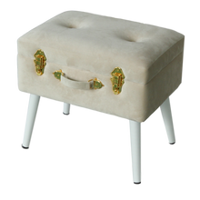 Load image into Gallery viewer, Storage stool luxe velvet - Bone and gold