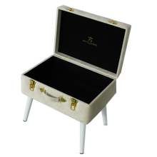 Load image into Gallery viewer, Storage stool luxe velvet - Bone and gold