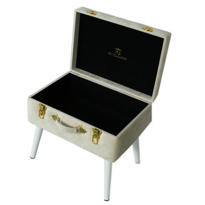Storage stool luxe velvet - Bone and gold