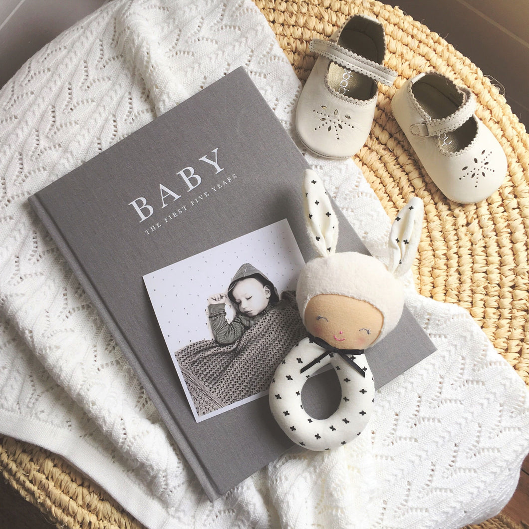 Baby Journal keepsake record book - Birth to five years GREY