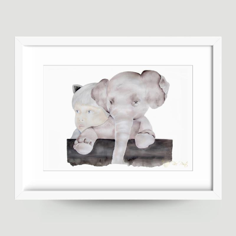Little Elephant - Watercolour print - Hope & Jade