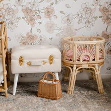 Load image into Gallery viewer, Storage stool luxe velvet - Bone and gold