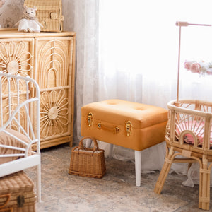 Storage stool luxe velvet - Terracotta and gold