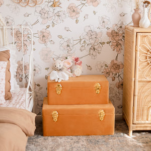 Storage case set Luxe velvet - Terracotta and gold