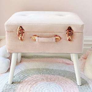Storage stool luxe velvet - Dusty pink and rose gold