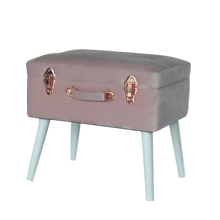 Load image into Gallery viewer, Storage stool luxe velvet - Dusty pink and rose gold