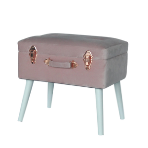 Storage stool luxe velvet - Dusty pink and rose gold