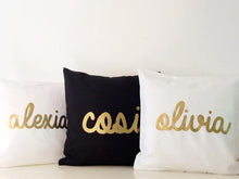 Load image into Gallery viewer, Personalised Baby name cushion -  Metallic