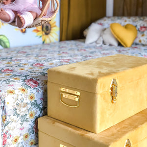 Storage case set Luxe velvet - Mustard and gold