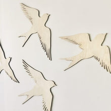 Load image into Gallery viewer, Wooden Swallows - timber birds set of two