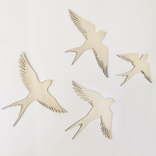 Load image into Gallery viewer, Wooden Swallows - timber birds set of two