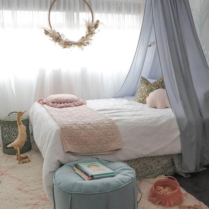 Kids Bedroom and nursery canopy - Grey drape