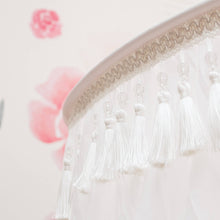 Load image into Gallery viewer, close up of white canopy tassels 